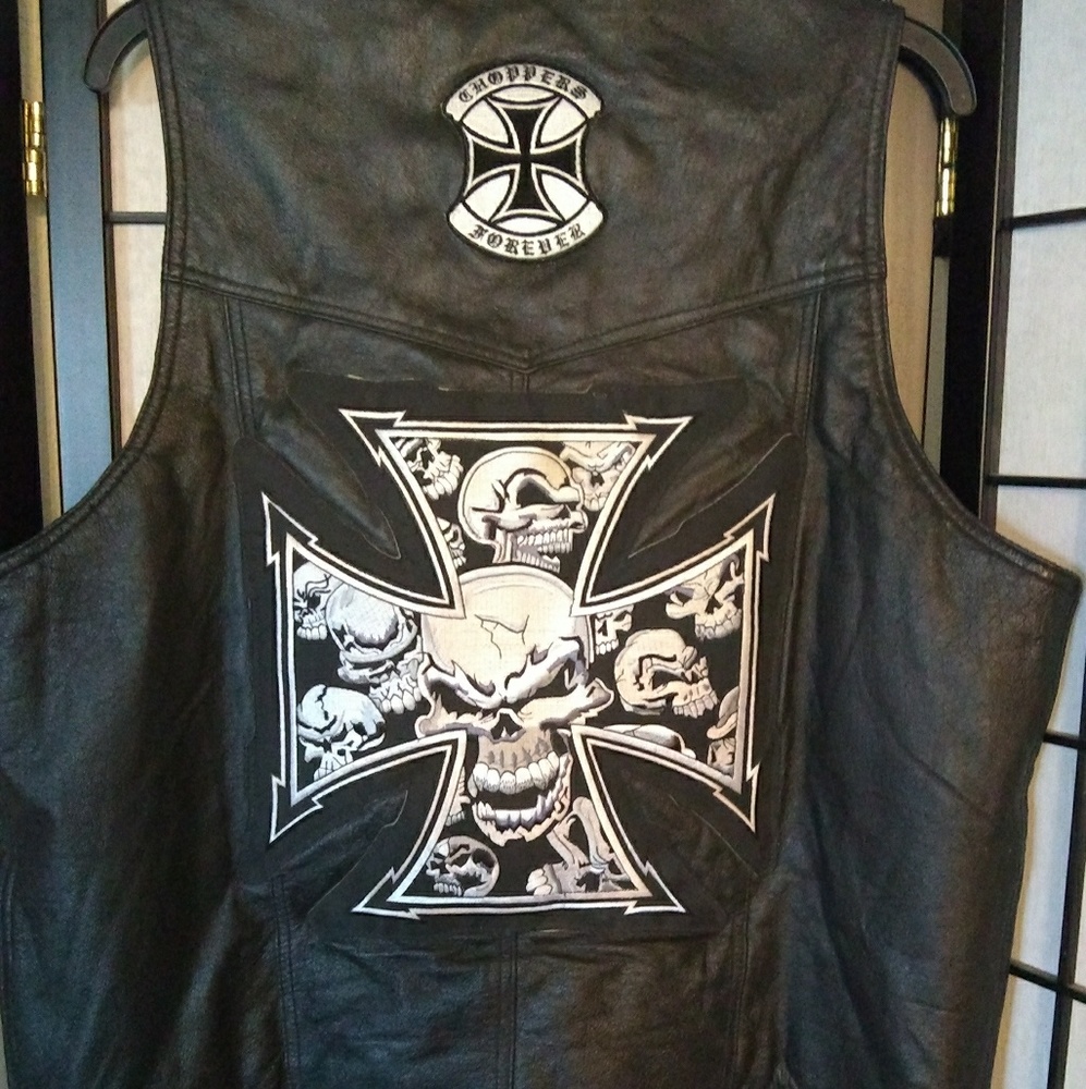 EUC USA Bikers Dream Apparel Black Leather Vest Size 46